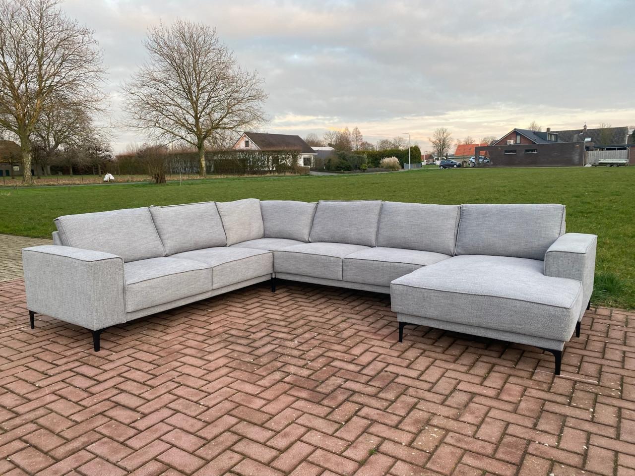 Grijs Stoffen U-Bankstel-Extra Grote Lounge Hoekbank-Gratis Levering
