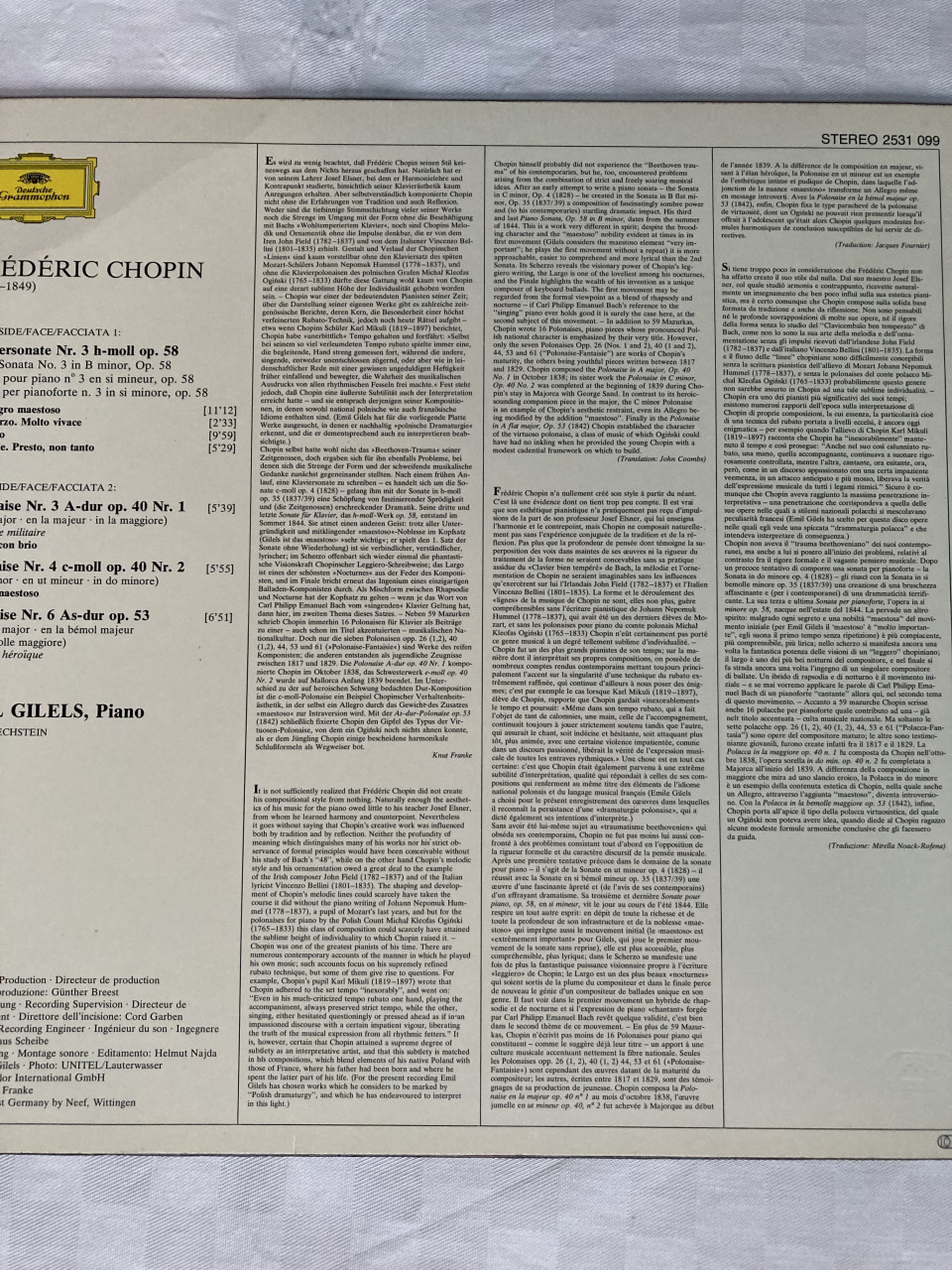 Frederic Chopin Emil Giles Sonate.3 Polonaise 3.4.6. 253109