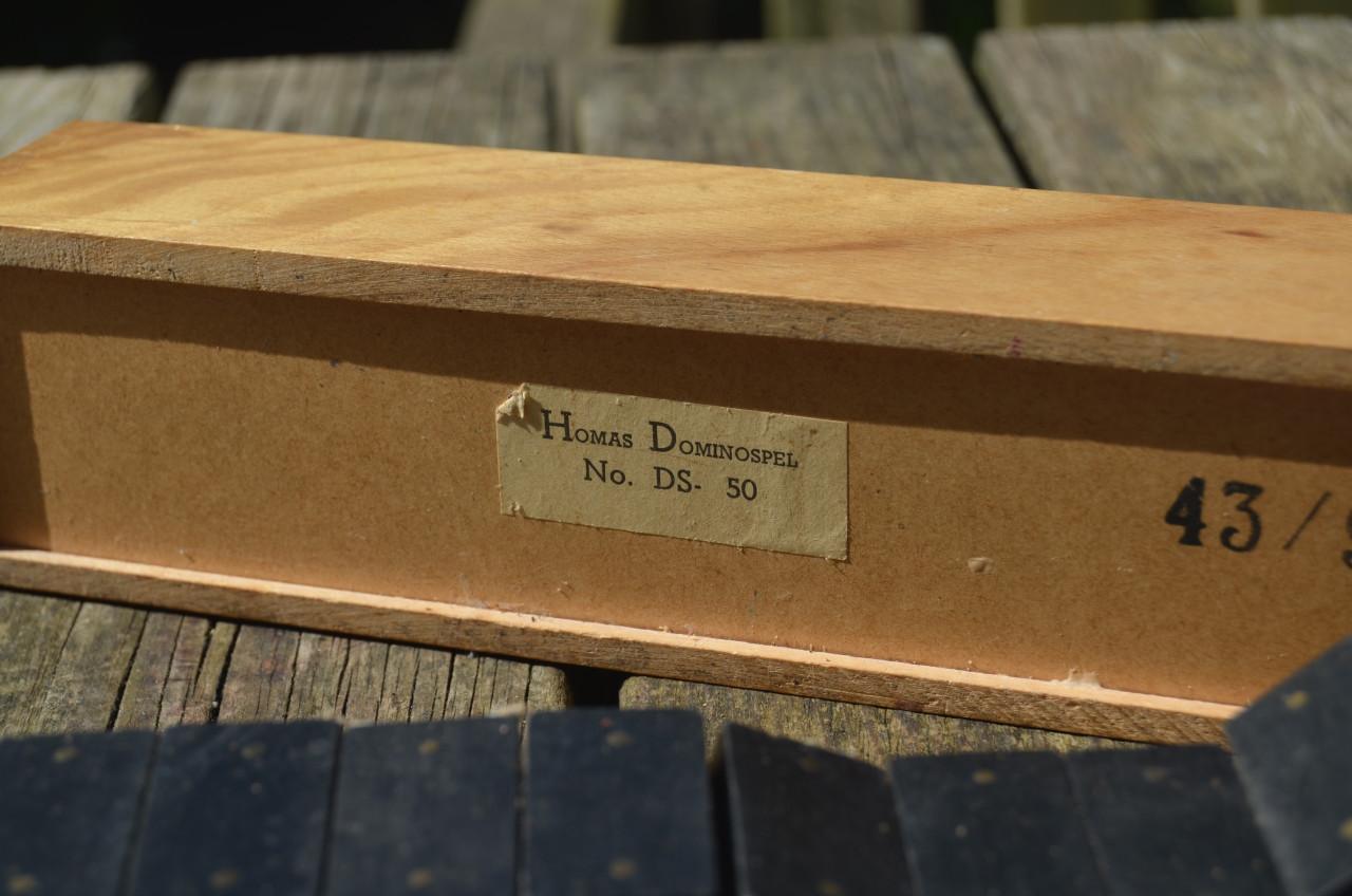 Vintage domino been en ebbenhout dubbel 9 Homas