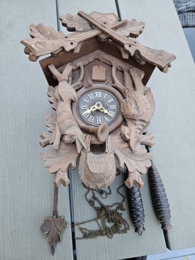 Prachtige antieke houten originele Jacht koekoeksklok (zwarte woud)
