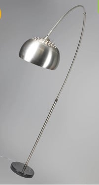 Moderne booglamp met zware marmeren voet. geborsteld rvc