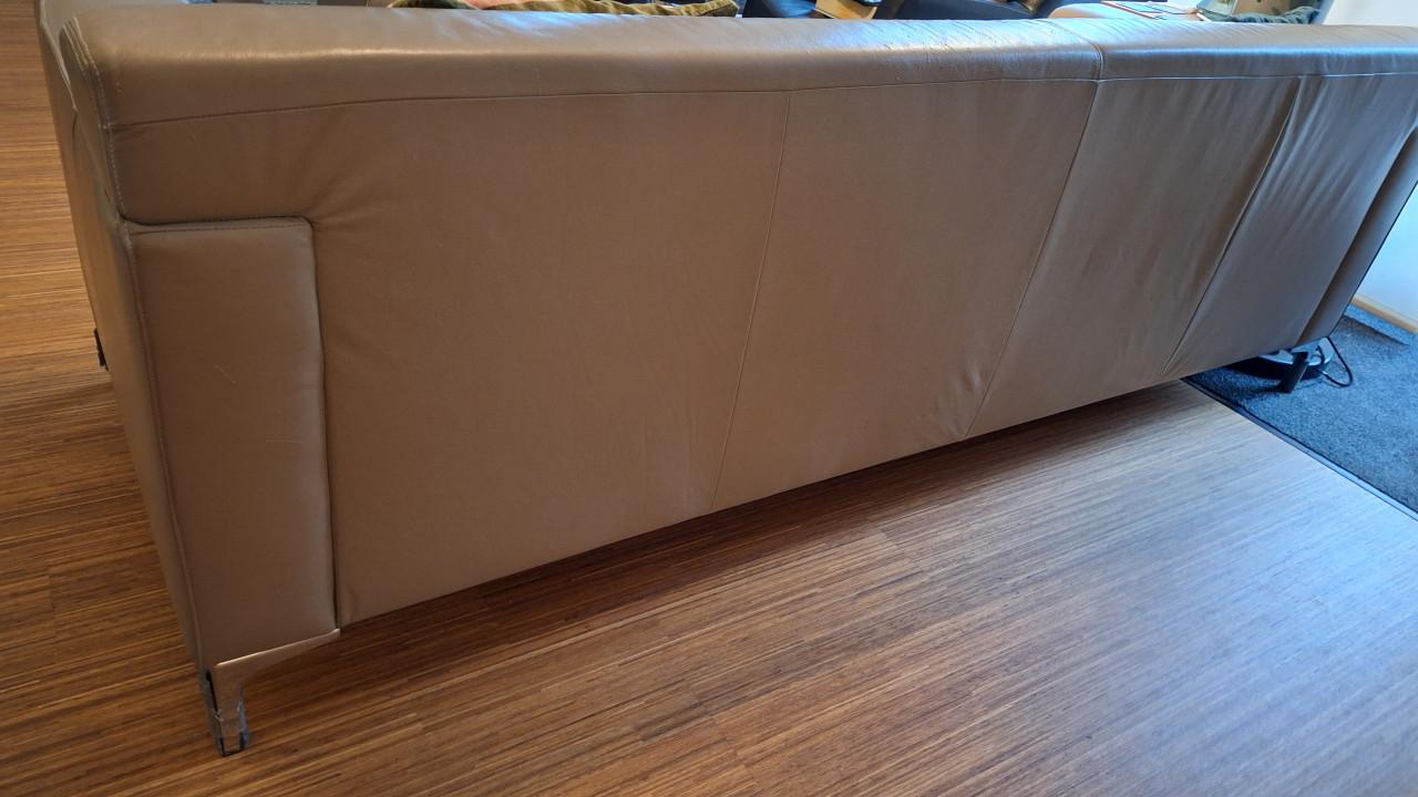 Montel 3-zit lederen bank met voetenbank