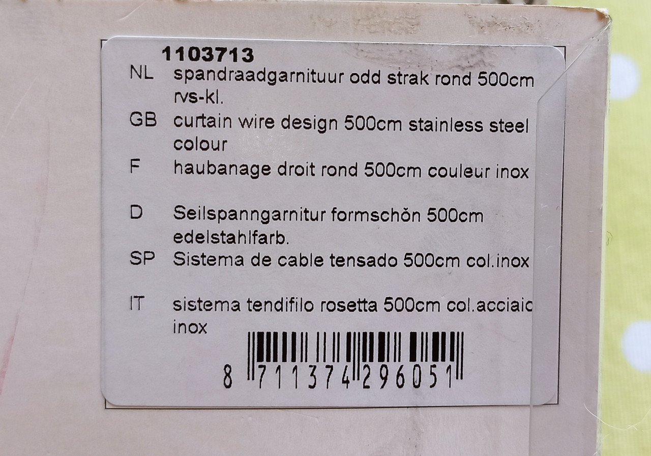 Intensions Spandraad, Gordijnkabel, Kabelspanset - 500 cm