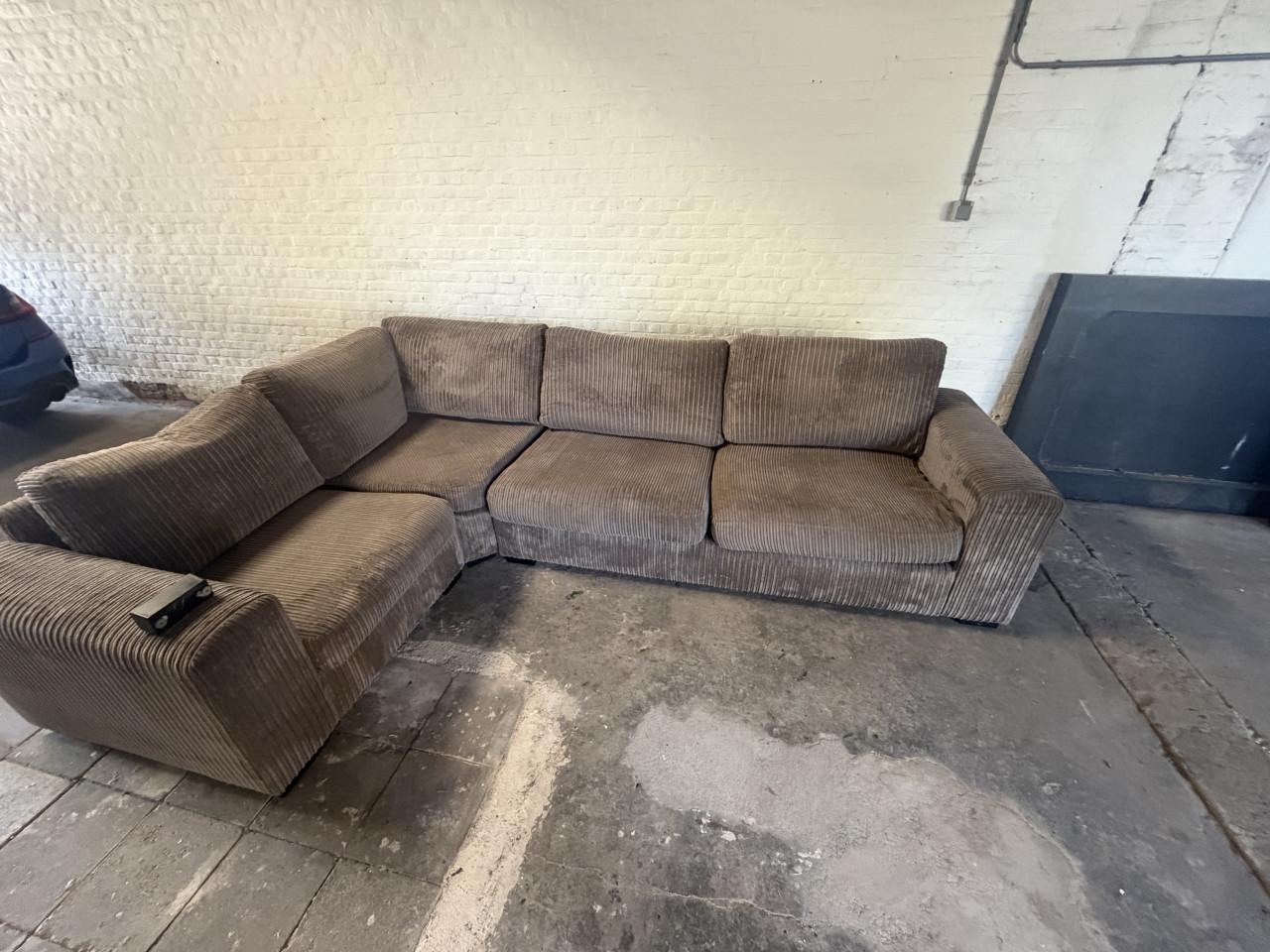 Bankstel beige rib stof