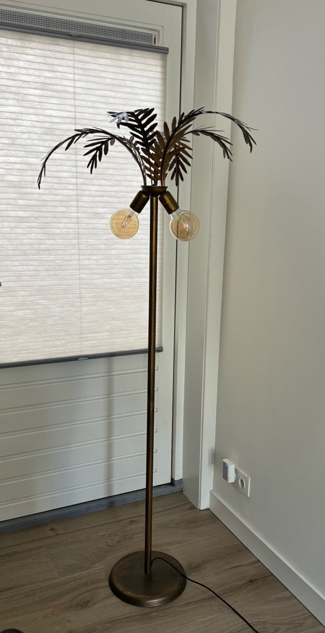 Vloerlamp messing palmbladeren incl lichtbronnen