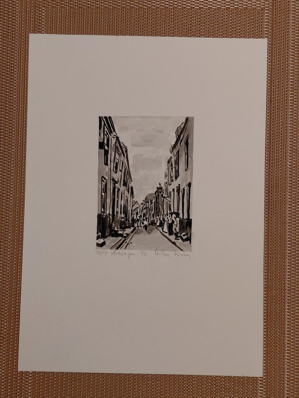 Klein aquarel van Vlissingen. Naam tekenaar niet leesbaar.. 50/17 '92