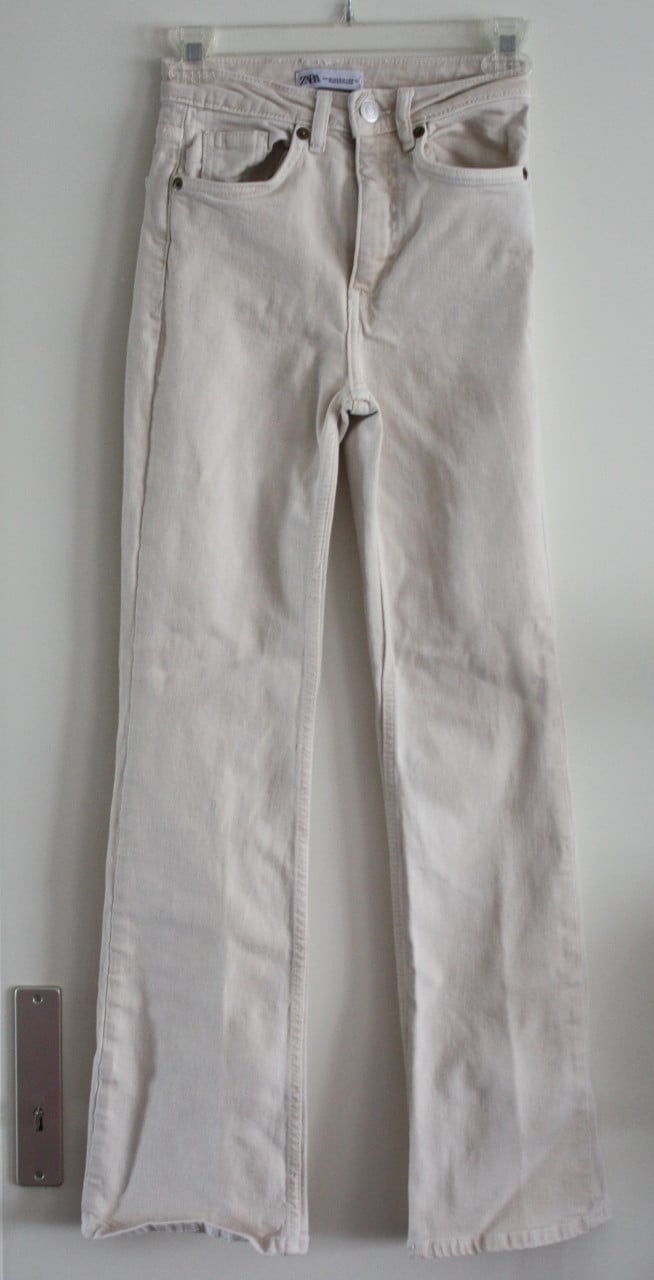 Cremekleurig flared pijpen broek maat 34