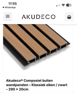 Akudeco® Composiet buiten wandpanelen – Klassiek eiken / zwart – 290 x 20cm