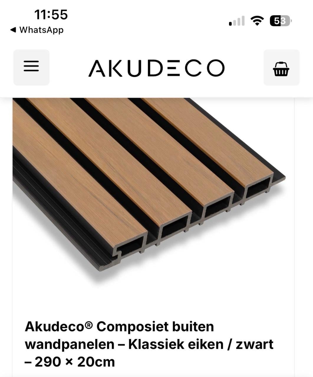 Akudeco® Composiet buiten wandpanelen – Klassiek eiken / zwart – 290 x 20cm