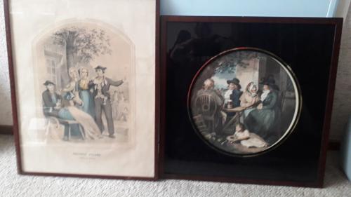 Partij tekeningen en schilderijtjes