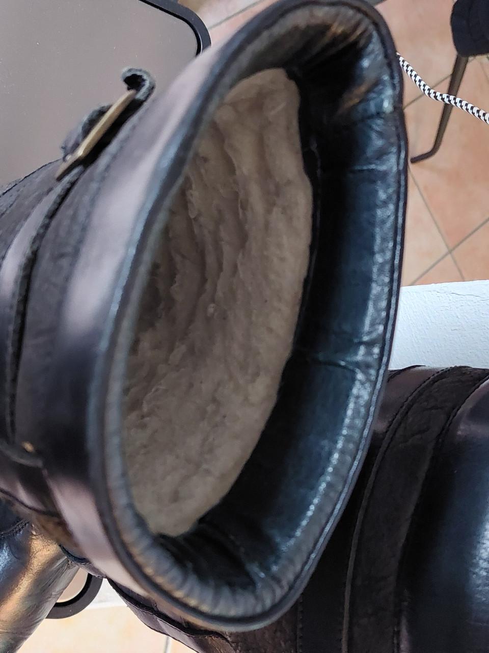 Zwarte Human Nature lederen damesboors met "bont" maat 36