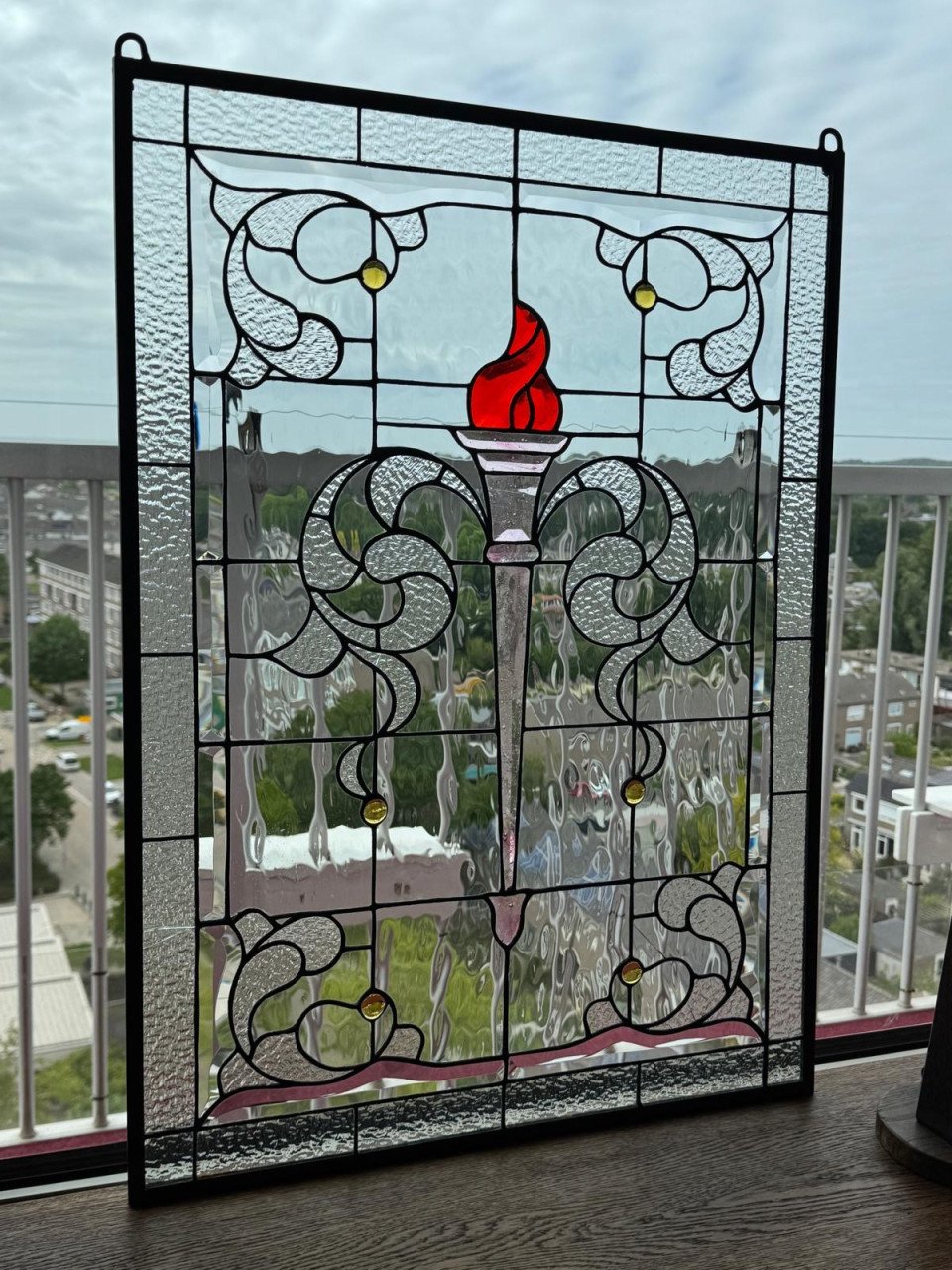 Glas in lood Olympische fakkel.