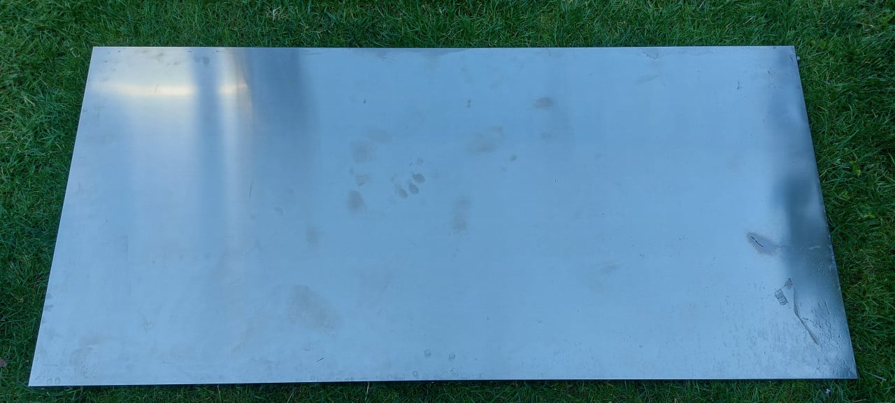 RVS Werkblad / deur 148x69x6 cm.