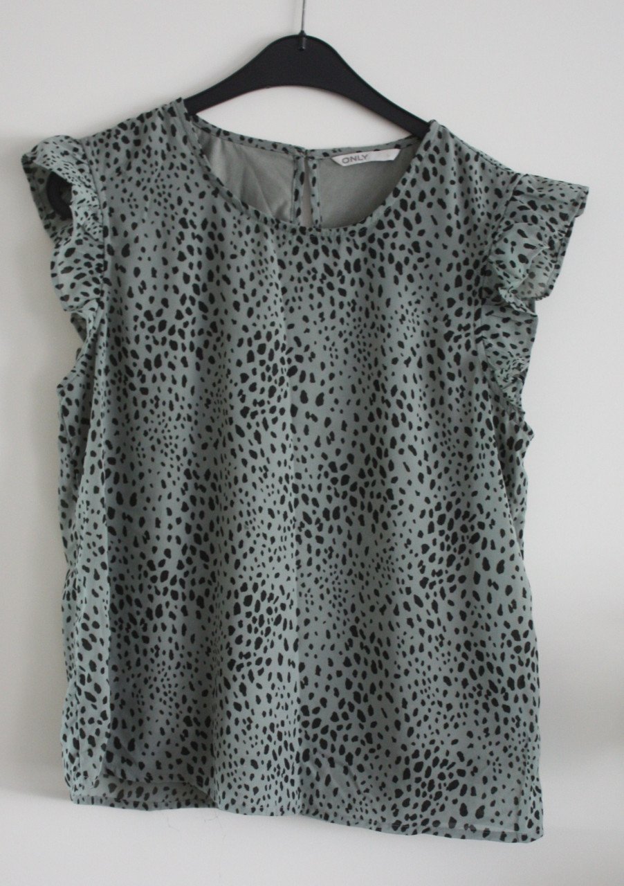 Blouse shirt groen met zwarte stippen maat L