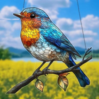 Raamhanger roodborst ( + ketting & staander )