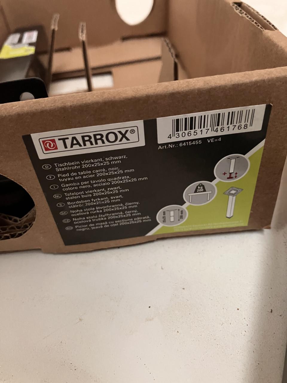 Tarrox meubelpootjes zwart | vierkant | 20 cm | nieuw in doos