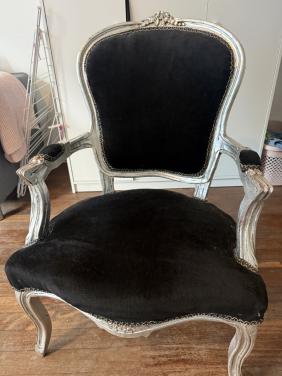 Vintage stoel zwart/zilver