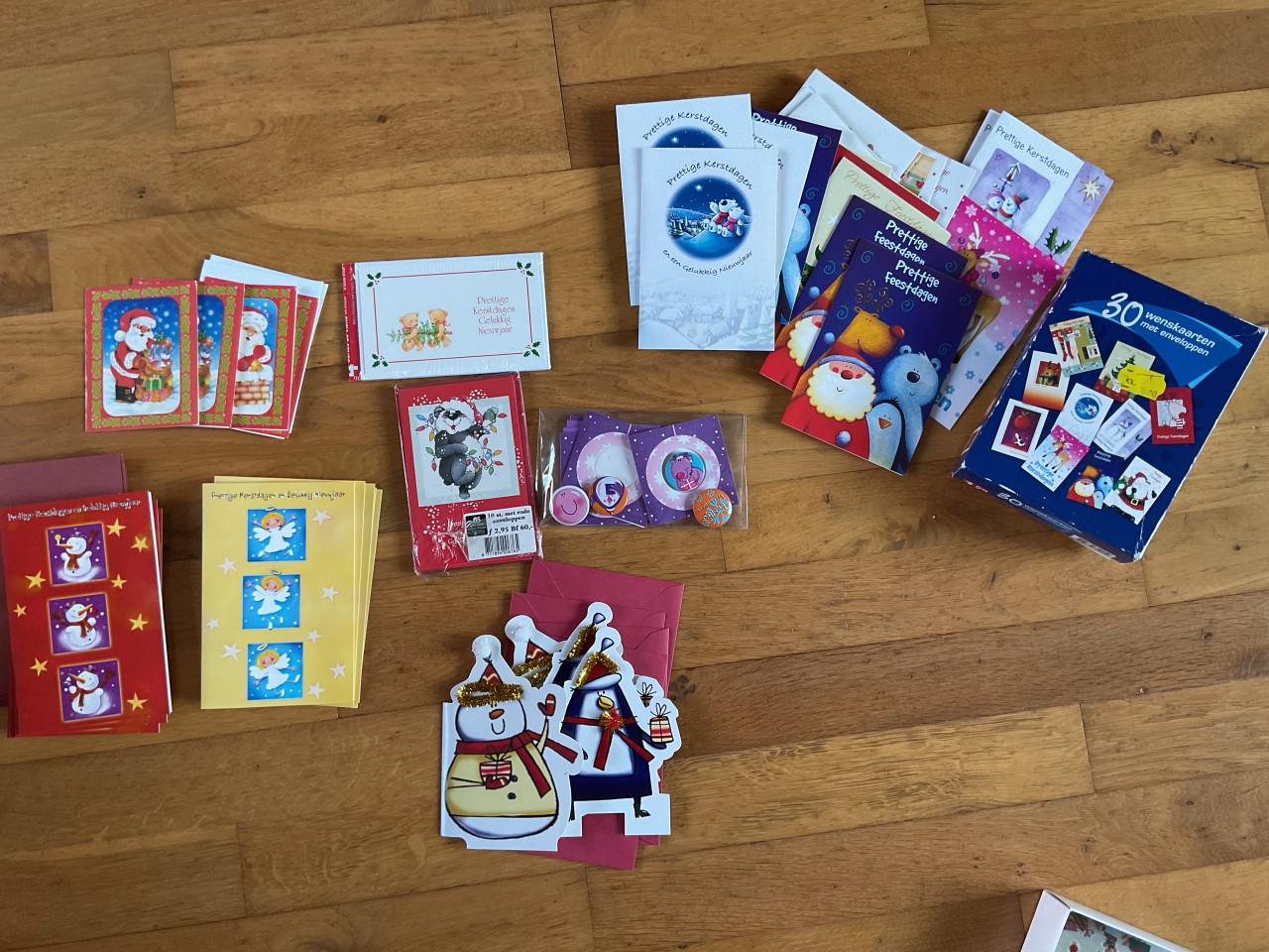 Kerstkaarten veel verschillende ongeveer 55 stuks voor € 1