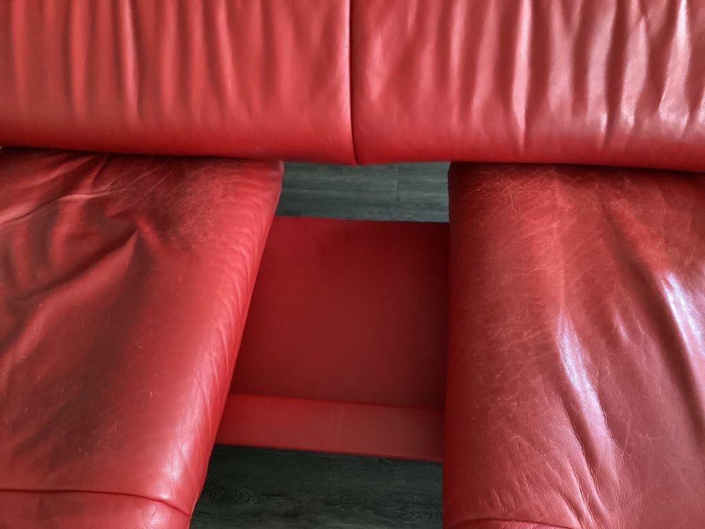 Leolux design bank draaibare zittingen rood echt leer