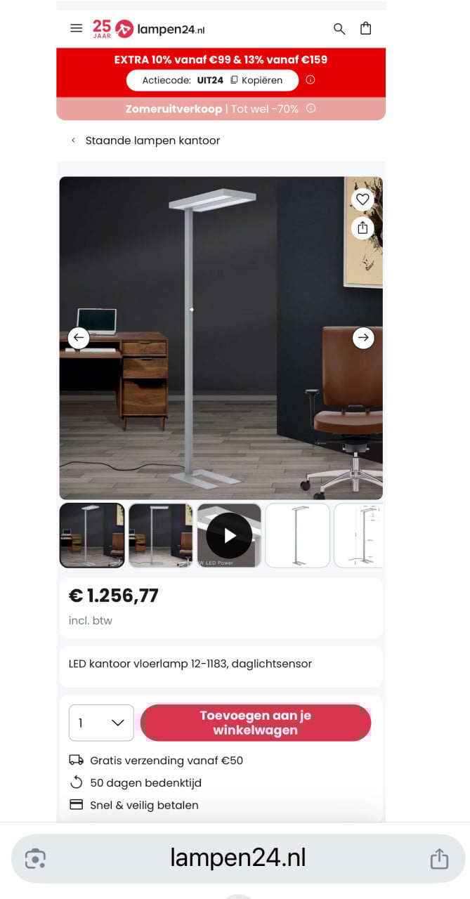 LED kantoor vloerlamp Nieuwprijs €1250,-