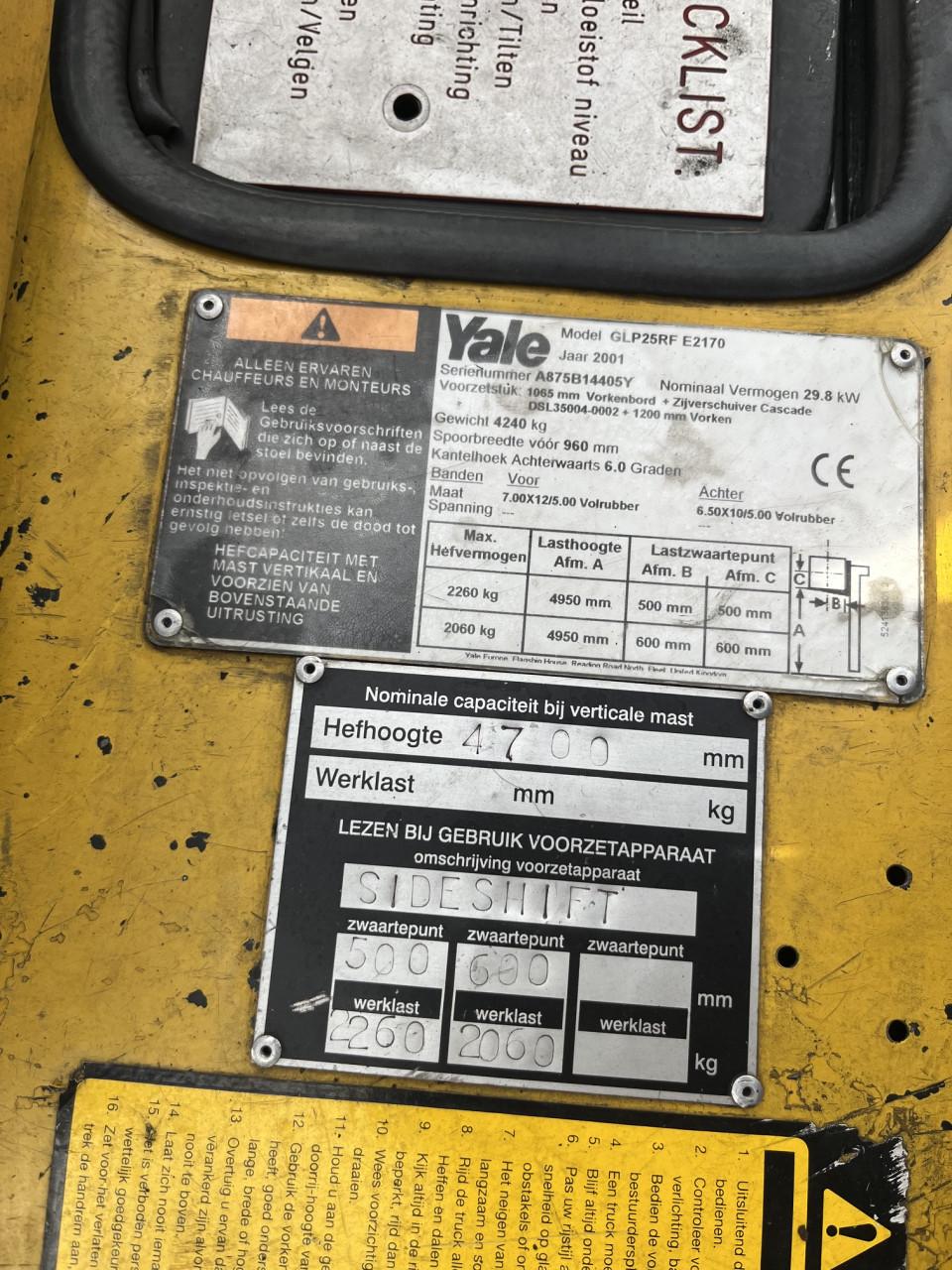 Yale GLP25RF LPG heftruck – 2.500 kg hefvermogen