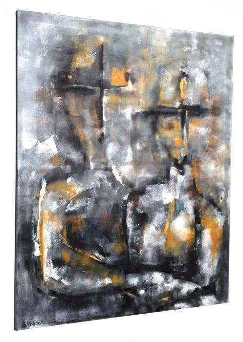 " Holding on to you " Acrylschilderij van Suzanne Visser, 100 cm x 80 cm