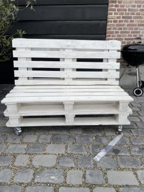 Palletbank op wieltjes