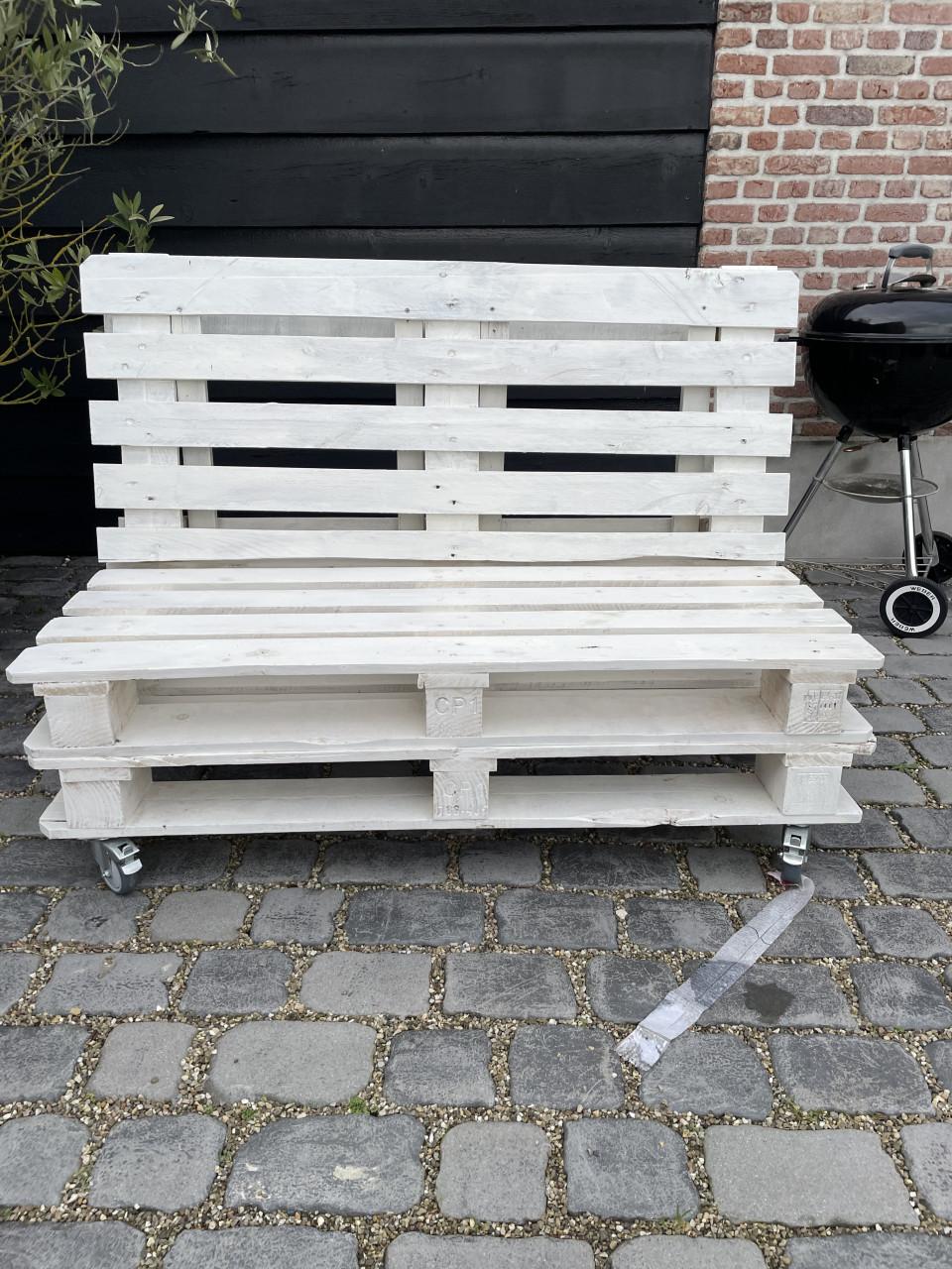 Palletbank op wieltjes