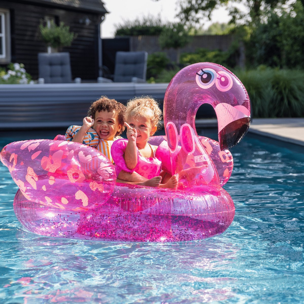 Opblaas flamingo neon panterprint