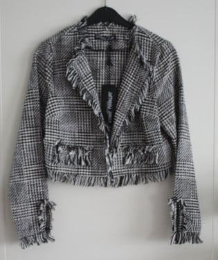 Nieuwe blazer zwart wit geweven gebreid  maar s