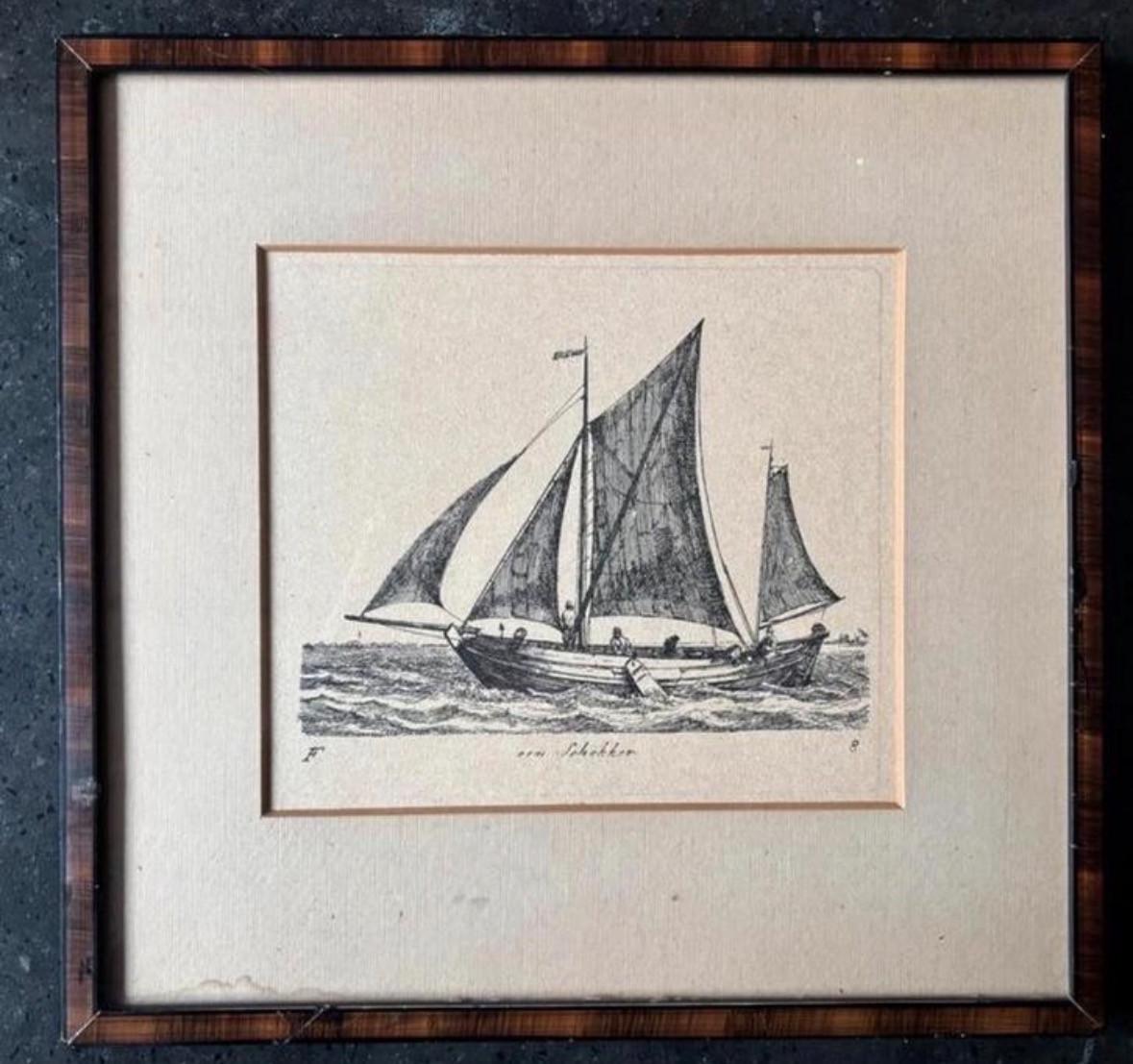 Gerrit Groenewegen - Twee Hollandse vaartuigen