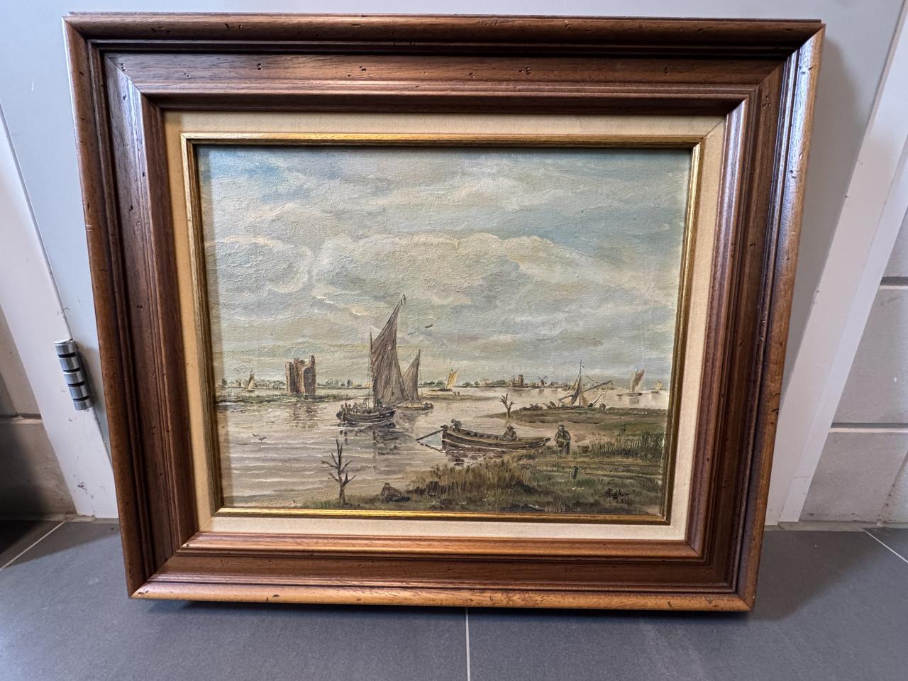 Schilderij waterlandschap inclusief lijst te koop