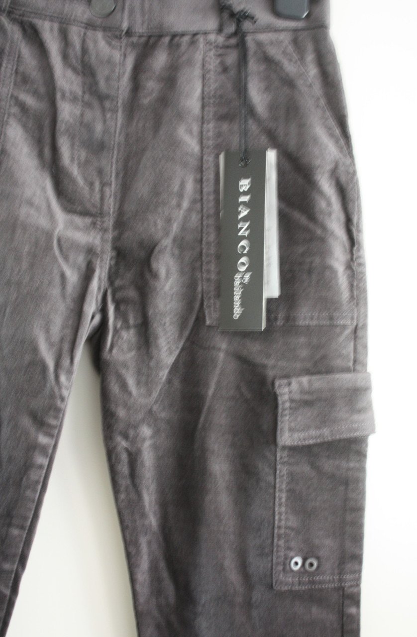 Nieuwe glanzede grijze broek cargo maat 38