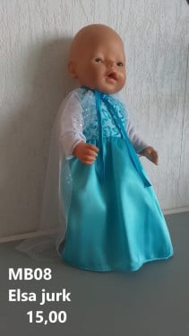 Baby born / babyborn Elsa jurk. Opbrengst KiKa. Poppenkleertjes.