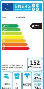 AEG L98699FL2 wasmachine  9 kg 1600 RPM energieklasse A+++