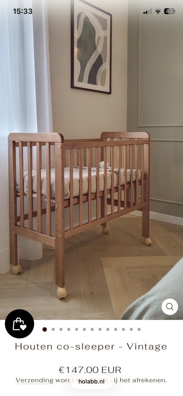 Woodies wieg hola bb co sleeper met matras