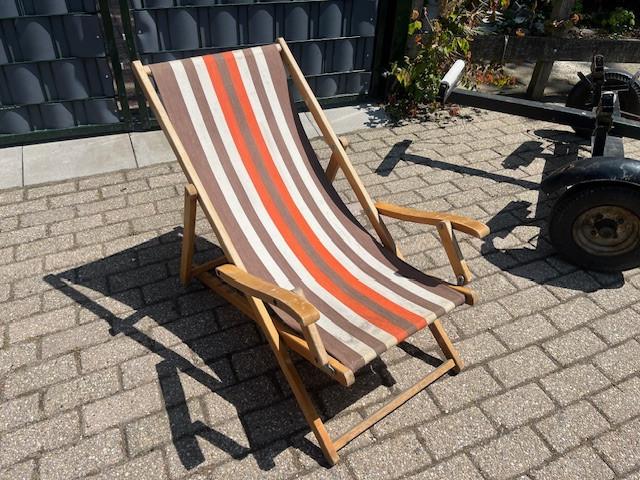 Strandstoelen met armleuning, stof gestreept