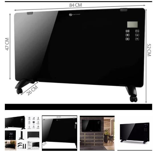 Elektrische Convectorkachel – 2000W – Glazen Paneel – LED Display – Thermos