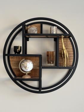 Wandmeubel mangohout met decoratie