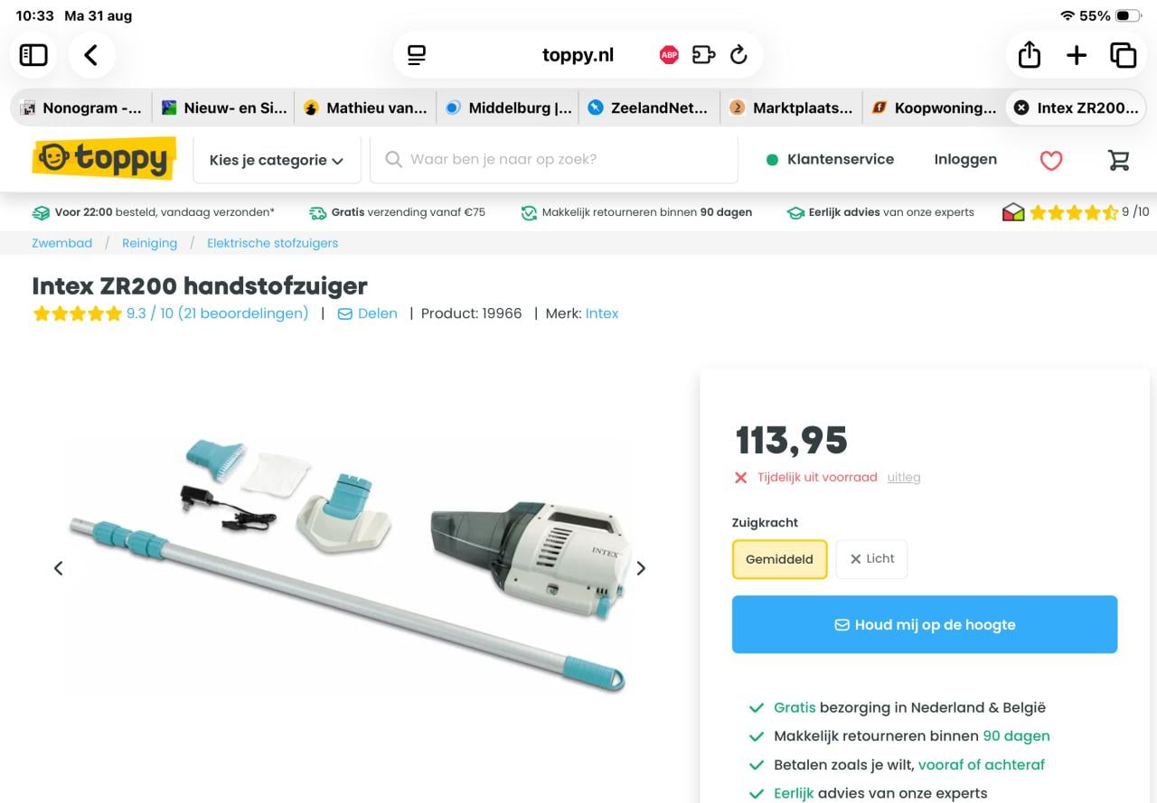 Stofzuiger voor zwembad en spa