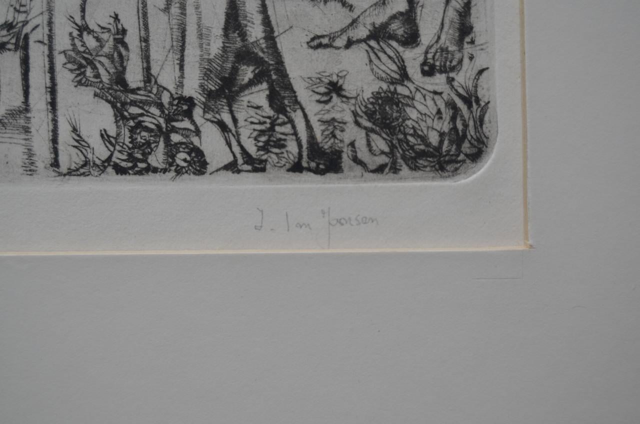 Ets/grafiek uitgemergelde mensen gesig. Jansen.
