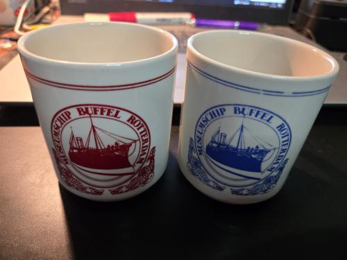 2 Collectible mokken van het museumschip Buffel in Rotterdam.