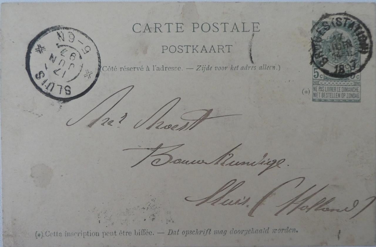 Briefkaarten 3x, 1887, 1897, 1898, Brugge – Sluis