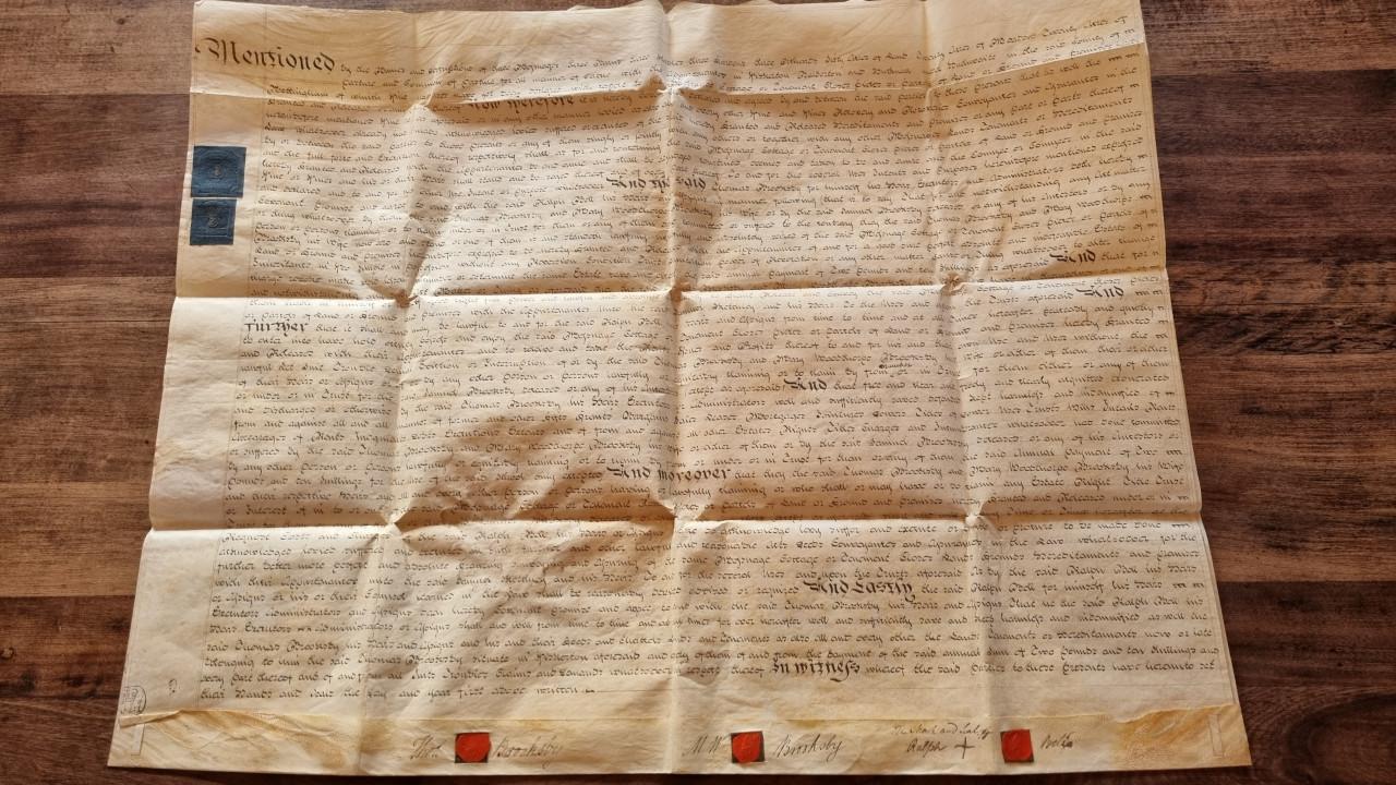 Handgeschreven Engels perkamenten manuscript uit 1798