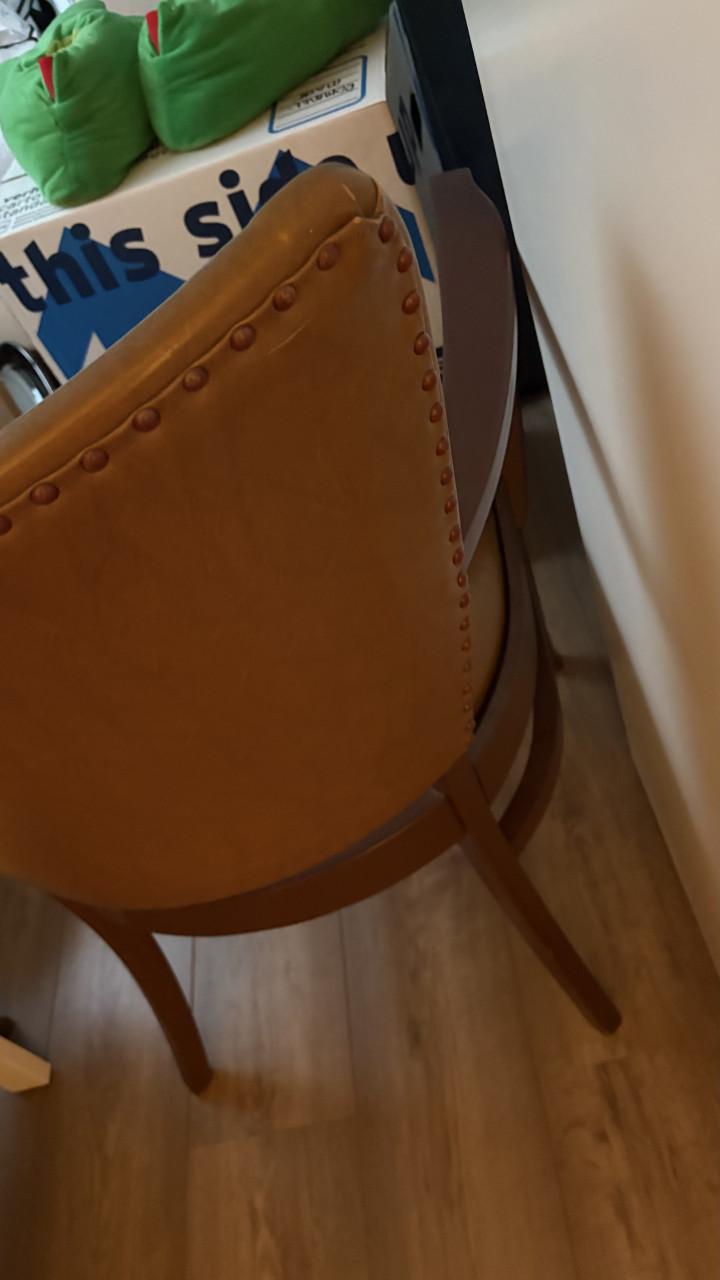 Vintage fauteuil/stoel cognac leer/hout
