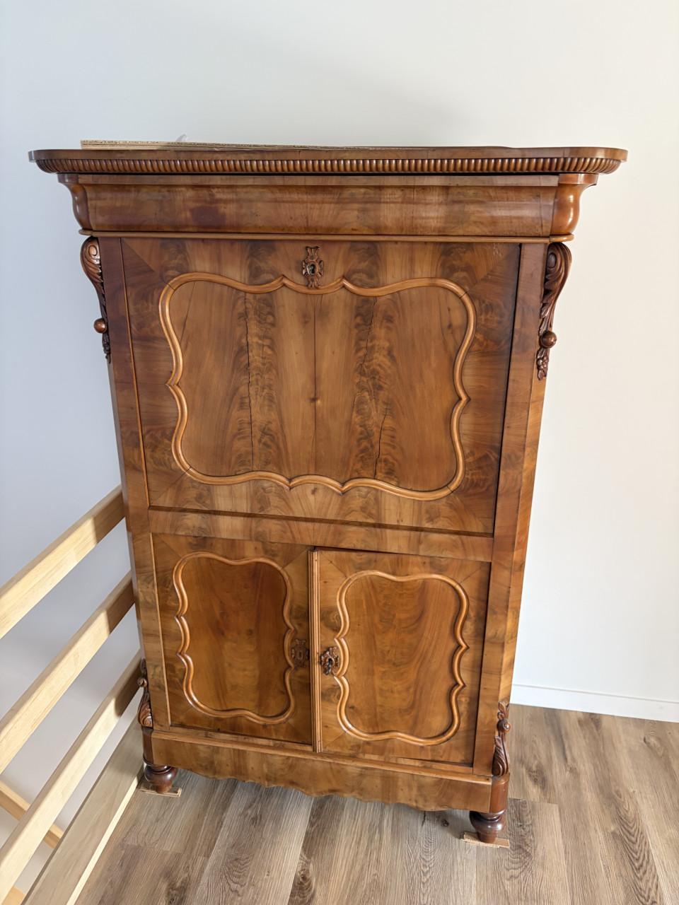 Antieke Biedermeier Secretaire Ladekast Klepkast