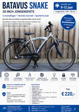 🚲 Batavus Snake Jongensfiets – 26 inch | Zilver/Blauw 🩶💙
