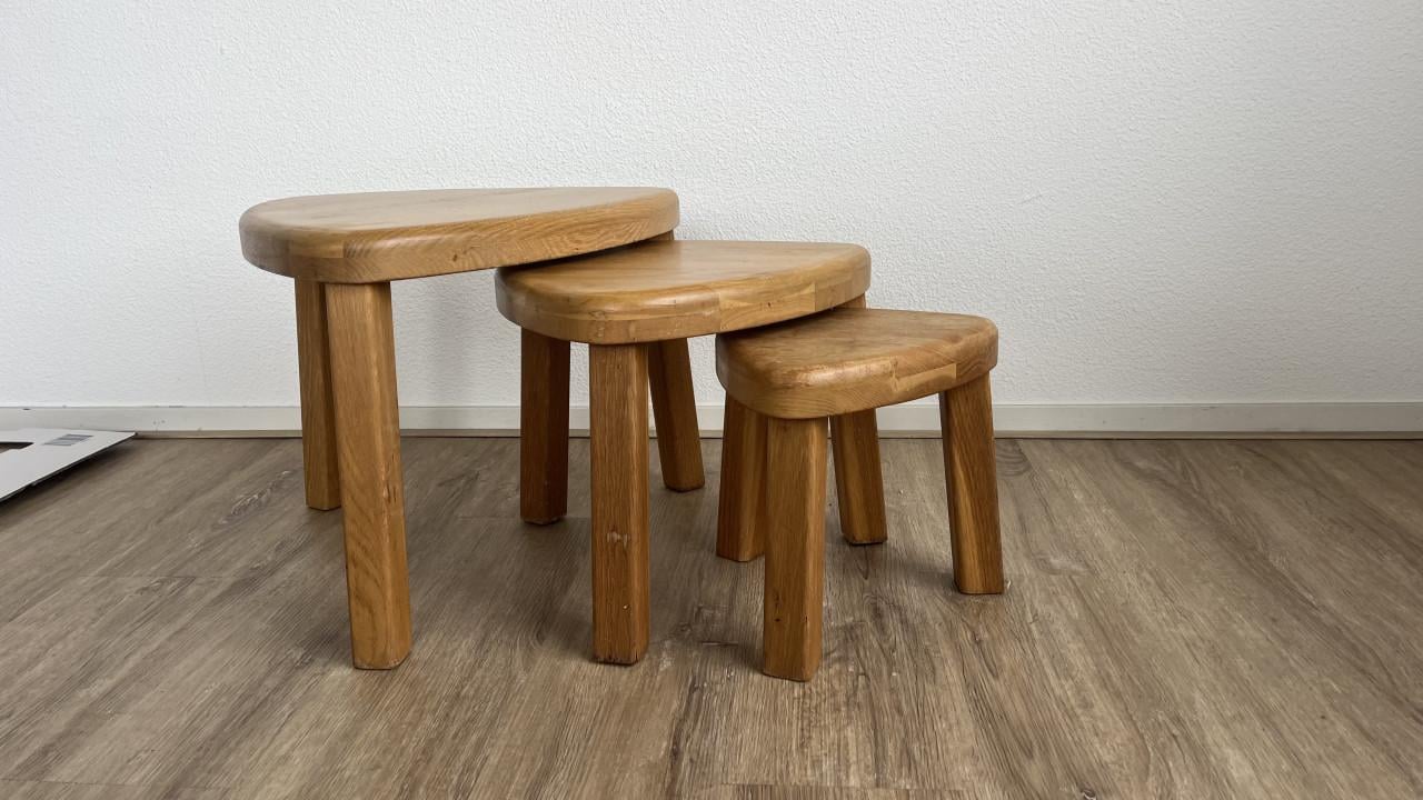 Massief eiken nesttafels – set van 3