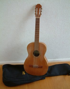 Juan salvador gitaar met nieuwe  boston rugtas  en standaard