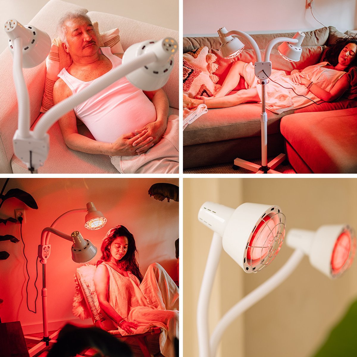 Infraroodlamp op voet als nieuw dubbele kop